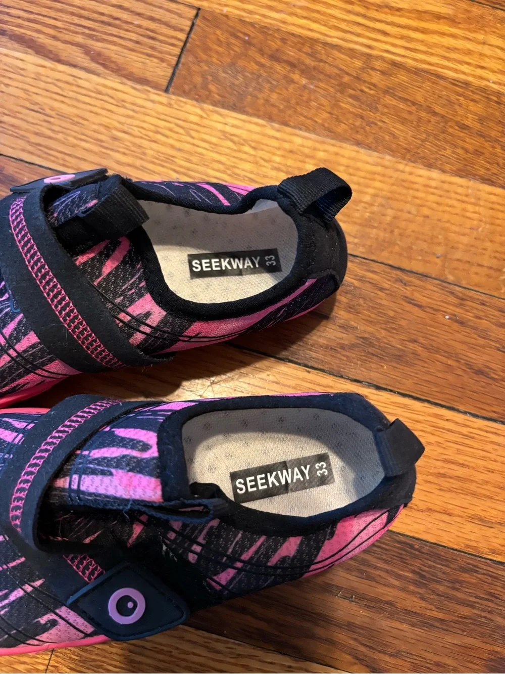 Kids' Pink and Black Water Shoes - Easy-On Strap